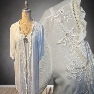 POL Brand Elegant White Embroidered Duster